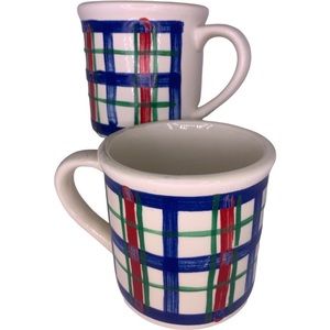 Eddie Bauer Exclusive Vintage Plaid Coffee Mugs Oversized 14oz Discontinued
